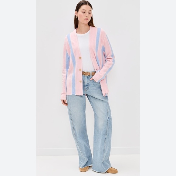 Guest in Residence Baja Everywear Cashmere Cardigan NWT Powder Pink Combo - Picture 7 of 16